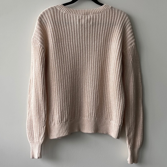 PINK Victoria’s Secret Cotton Knit Cream V-Neck Sweater Size S - Picture 2 of 6